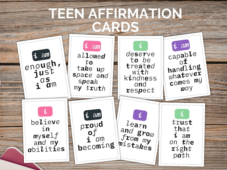 Teen Affirmation Cards, Printable Affirmation Cards Template, Daily ...