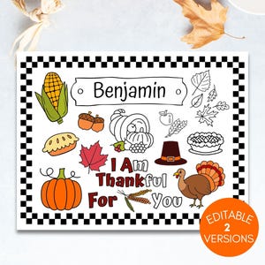 Thanksgiving Coloring Placemat, Thanksgiving Coloring Page, Thanksgiving Activities for Kids, Thanksgiving Craft, Kids Coloring Pages