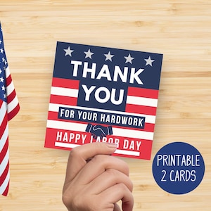 Labor Day Thank You Card, Labor Day Thank You Gift, Workers Appreciation, Labor Day Printables, Labor Day Gift Tag, Appreciation Card