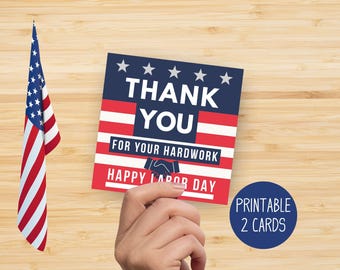 Labor Day Thank You Card: Patriotic Appreciation Gift Tag (PDF Printables)