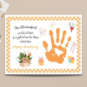 Anniversary Handprint Art, Handprint Craft, Gift For Parents, Handprint Poem, Handprint Keepsake, Child Handprint Gift, Happy Anniversary