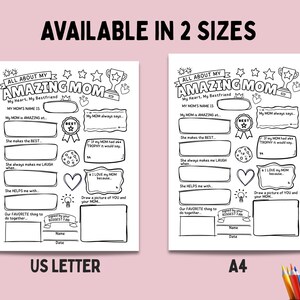 Mother's Day Questionnaire, Mom Questionnaire, All About My Mom, All About Mom Worksheet, Mother’s Day Questions From Kids, Amazing Mom image 4
