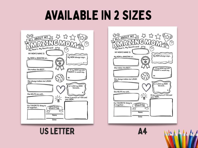Mother's Day Questionnaire, Mom Questionnaire, All About My Mom, All About Mom Worksheet, Mother’s Day Questions From Kids, Amazing Mom image 4