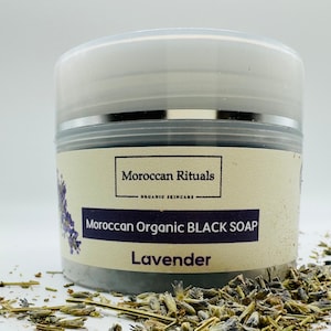 Organic Soap Moroccan Black Soap - Exfoliating Soap- Beldi Soap (With Lavender) Organic And Natural - Home Spa Gift
