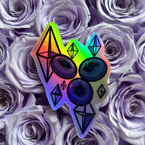 Holographic Blueberry Sticker/Holographic Sticker/Waterproof/Durable