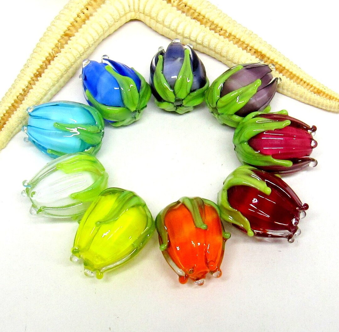 1 Glass Flower, Tulip, 18mm, Colorchoice, 18mm, Lampwork, MTO Etsy Canada