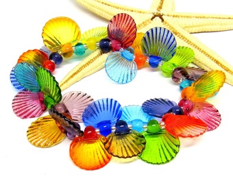 bracelet with handmade lampwork beads, length choosable