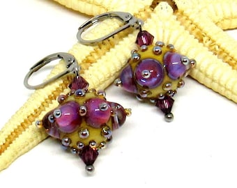 glass earrings, lampwork, muranoglass, MTO