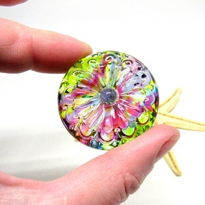 glassbead, lampwork, muranoglass, 40mm x 17mm, colorful, hole 2mm, made to order image 7