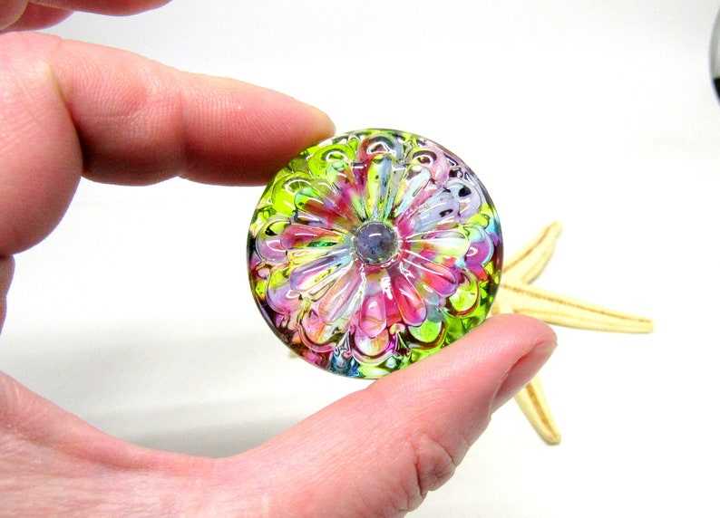 glassbead, lampwork, muranoglass, 40mm x 17mm, colorful, hole 2mm, made to order image 7