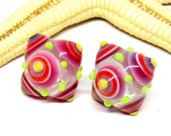 2 Glasperlen, Muranoglas, 12-14mm, Lampwork, MTO