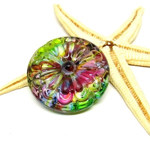 glassbead, lampwork, muranoglass, 40mm x 17mm, colorful, hole 2mm, made to order image 5