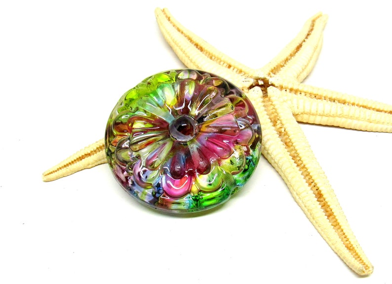 glassbead, lampwork, muranoglass, 40mm x 17mm, colorful, hole 2mm, made to order image 5