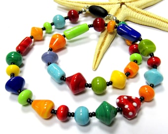 Muranoglas Collier, farbenfroh, bunt, Lampwork