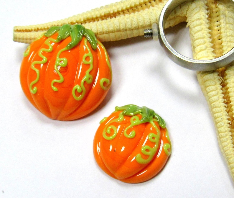 2,5mm nut glass ring top pumkin muranoglass changeable 27mm or 20mm lampwork