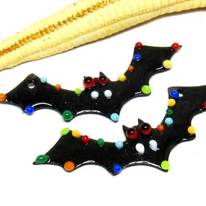 2 copper-bats enameled, 40mm x 15mm, components for making jewelry, MTO