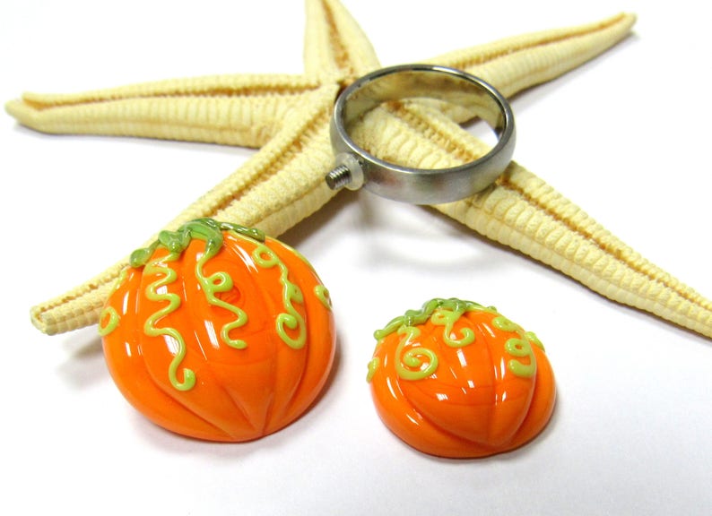 2,5mm nut glass ring top pumkin muranoglass changeable 27mm or 20mm lampwork