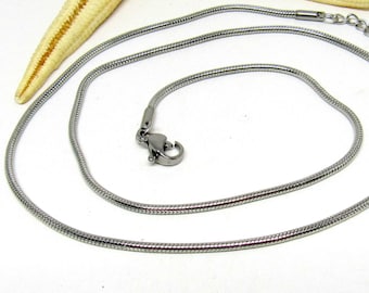 Edelstahl-Schlangenkette, 45cm + 5cm Kettchen, mit Karabinerverschluss