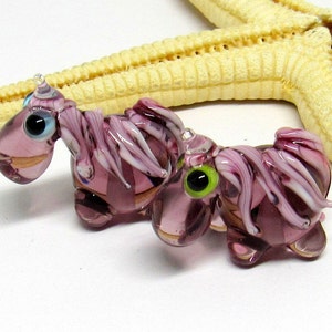 glass unicorn, muranoglass, lampwork, 24mm x 15mm x 15mm, pink, purple, hole 2mm runs vertically, MTO