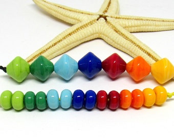 glassbeads, 7x bicones or 14x spacer, colorful, hole 2mm, lampwork, muranoglass, MTO