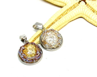 1 small pendant, silver or golden glitter, lampwork, muranoglass, ready to ship