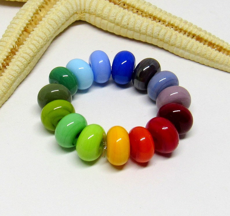 15 glassbeads spacer, lampwork, muranoglass, 8mm x 5mm, colorful, hole 2mm, MTO image 4