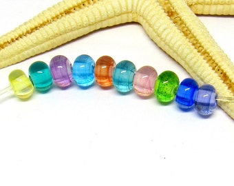 10 glassbeads spacer, random mix, lampwork, hole 2mm, MTO