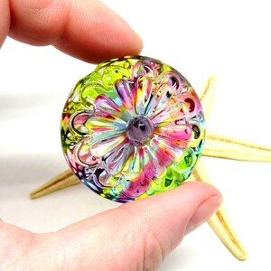 glassbead, lampwork, muranoglass, 40mm x 17mm, colorful, hole 2mm, made to order image 4