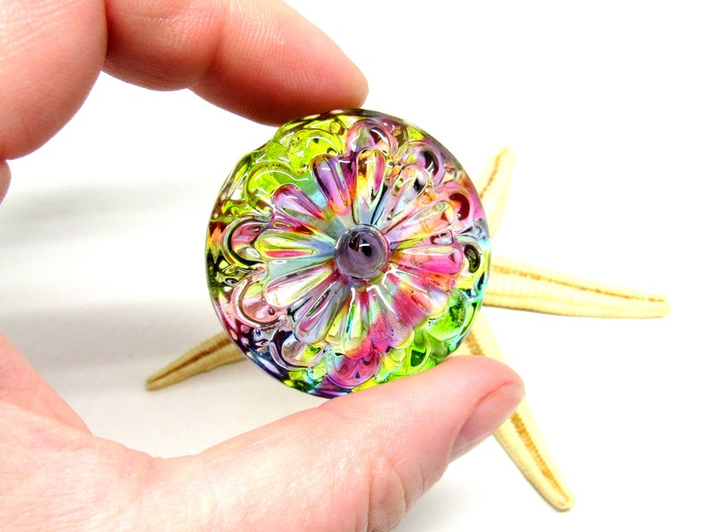 glassbead, lampwork, muranoglass, 40mm x 17mm, colorful, hole 2mm, made to order image 4