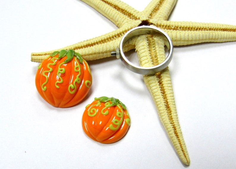 2,5mm nut glass ring top pumkin muranoglass changeable 27mm or 20mm lampwork