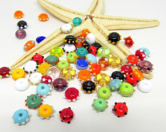 glassbeads spacer, appr. 8mmx5mm, colorful, random mix, hole 2mm, lampwork, MTO