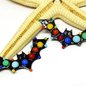 2 copper-bats enameled, 40mm x 15mm, components for making jewelry, MTO
