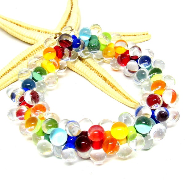 glass bracelet bobbels, rainbow, colorful, lampwork, MTO