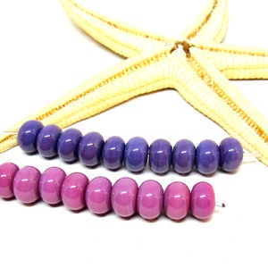 10 glassbeads, 8mm x 5mm or 5-6mm x 4mm, colorchoice: purple or pink hole 2mm, lampwork, MTO image 2