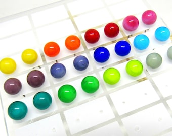 2 glass stud earrings, 7-8mm, colorchoice, lampwork, muranoglass , MTO
