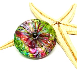 glassbead, lampwork, muranoglass, 40mm x 17mm, colorful, hole 2mm, made to order image 6