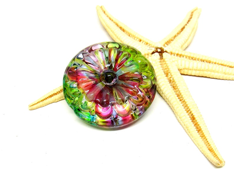 glassbead, lampwork, muranoglass, 40mm x 17mm, colorful, hole 2mm, made to order image 6