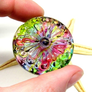 glassbead, lampwork, muranoglass, 40mm x 17mm, colorful, hole 2mm, made to order image 1