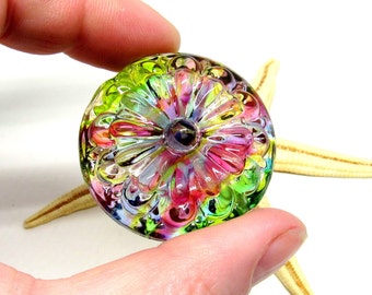 glassbead, lampwork, muranoglass, 40mm x 17mm, colorful, hole 2mm, made to order