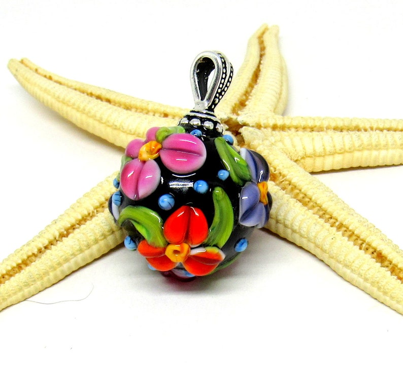 glass pendant flowers, lampwork, muranoglass, MTO image 4