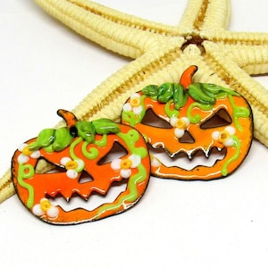2 copper-pumkins enameled, 30mm, components for making jewelry, MTO