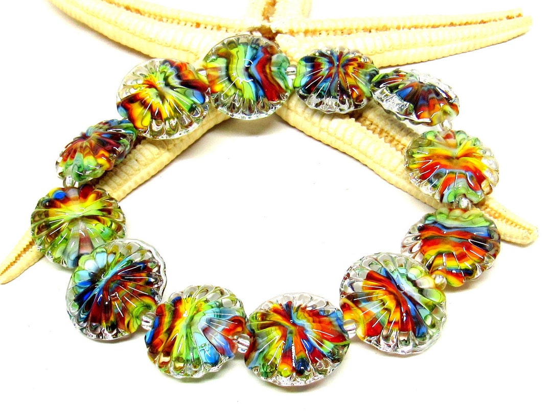 Flexible Bracelet With Handmade Lampwork Beads, Colorful, Length ...