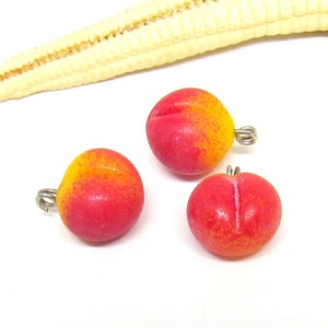 3 peach beads, etched, lampwork, muranoglass, 10mm, 2mm eyelet, MTO