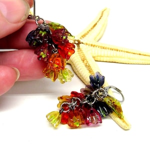 glass earrings flowers, lampwork, muranoglass, made to order