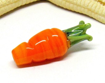 1 glassbead carrot, muranoglass, lampwork, hole 2mm, MTO