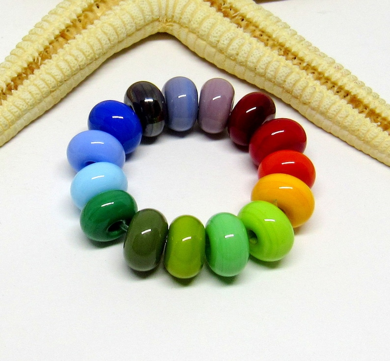 15 glassbeads spacer, lampwork, muranoglass, 8mm x 5mm, colorful, hole 2mm, MTO image 3