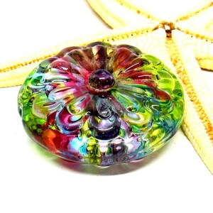 glassbead, lampwork, muranoglass, 40mm x 17mm, colorful, hole 2mm, made to order image 2