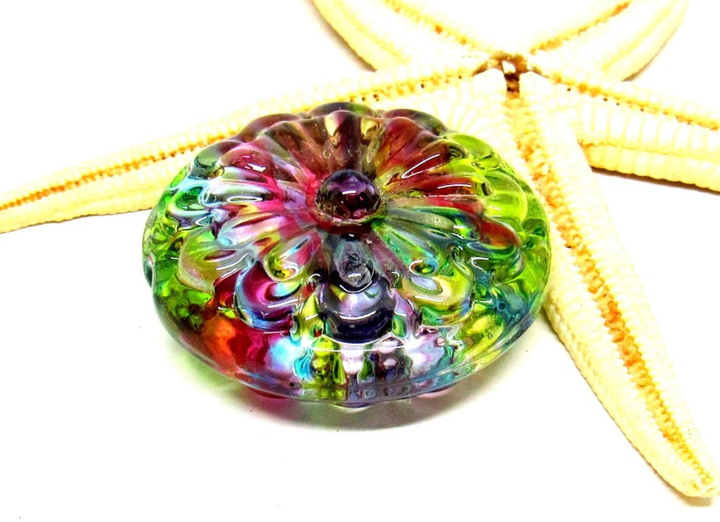 glassbead, lampwork, muranoglass, 40mm x 17mm, colorful, hole 2mm, made to order image 2