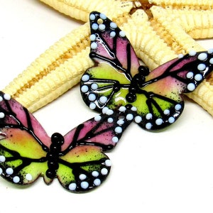 2 copper-butterflies enameled, 35mm x 25mm, components for making jewelry, MTO