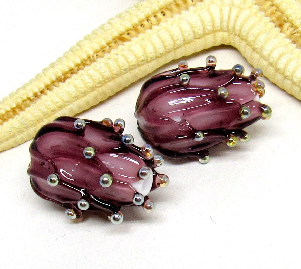 2 Glass Strawberry Beads, Lampwork, Muranoglass, 15mm, 2mm Eyelet